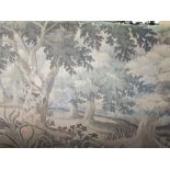 Belgium machine woven wall tapestry decorated with a rural landscape scene of a cottage and birds,