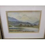 A pair of early 20th century watercolours of mountainous river landscapes, one signed bottom right R