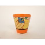 A Wilkinson Ltd Clarice Cliff Fantasque beaker type vase of flared form with stylised fruit and