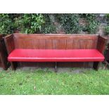 Pitch pine pew - 86 high x 55 wide x 210 long (cm)