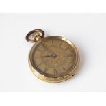 A good 18ct gold engraved fob watch with scrolled foliate decoration by Morrison & Chapman of