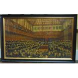 A 19th century coloured print of a scene in the House of Commons after the painting by F Sargent,