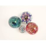 Four glass paperweights to include Vasart and Medina examples (4)