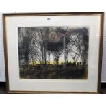 A 20th century signed coloured artists proof screen print by Walter Hoyle - Winter Trees showing a