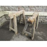 A pair of rustic (well used) but sturdy workman's pine trestles.