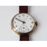 Cavalry of Calcutta Anglo Swiss lug military watch with enamel dial and inscribed 'Warranted B & B