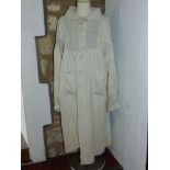 Agricultural workers linen smock with buttoned front, smoking to front, back and sleeves and further