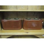 A pair of contemporary polished mahogany two divisional bottle stands/wine coolers of rectangular
