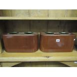 A pair of contemporary polished mahogany two divisional bottle stands/wine coolers of rectangular