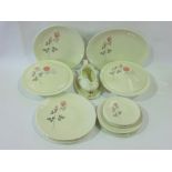 A collection of Royal Doulton Pillar Rose pattern wares including a pair of tureens and covers