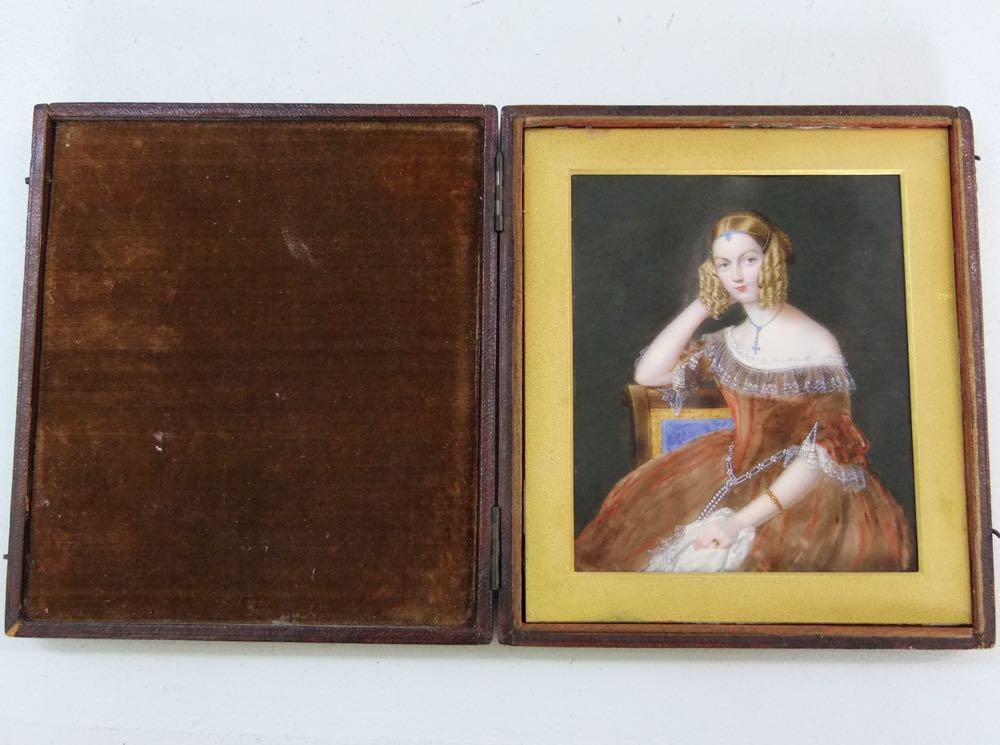 A good quality 19th century portrait miniature of rectangular form showing a three quarter length - Image 2 of 3