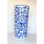 Chinese blue and white porcelain stick stand, 45 cms high