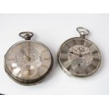 Two 19th century silver pocket watches both with silver dials (AF).