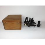 C. Plath of Hamburg cased sextant with black lacquered finish within an oak box numbered 2046, the