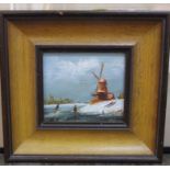 A 19th century oil painting on canvas of a coastal scene with fishing boats etc, 24 x 35 cm, a