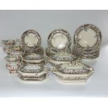 Late 19th century Fieldings & Co Kent pattern dinnerwares with printed, infilled and gilded