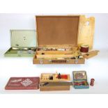 A mixed lot to include artist materials and easel together with vintage gaming items such as