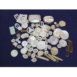 A collection of antler buttons, together with mother-of pearl buttons, purses, etc