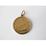 A Victorian 9ct half sovereign, in pendant mount, 5g