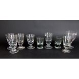 A collection of Victorian ice cream glasses together with a Victorian rummer