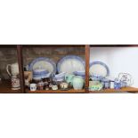 A collection of Soho pottery Azalea pattern dinnerwares with blue and white printed decoration