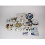 A collection of small decorative ceramics including a Royal Worcester blush ivory pill box and cover