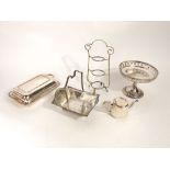 Two boxes of various silver plated wares to include teawares, vases, baskets, etc