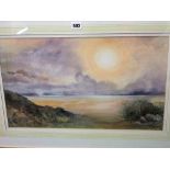 A 20th century watercolour of a lakeland scene at dawn, signed bottom right Rex Trayhorne and with