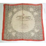 Late 19th century silk scarf commemorating the winner of the Derby "Isinglass" centrally decorated