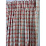 Collection of curtains including salmon pink check 1.5m drop and 1.3m wide, floral pink with