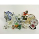 A collection of ceramics including 19th century Staffordshire spill vase in the form of a running