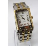 Raymon Weil tango rectangular bi-coloured stainless steel gentlemen's bracelet watch, with roman