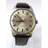 Vintage gents stainless steel Omega Geneve automatic wristwatch with baton markers and date
