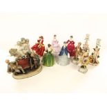 A collection of ceramic figures including a Royal Doulton figure of Fleur HN2368, Top O' The Hill