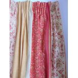 Four curtains in cream and terracotta pattern from John Lewis Jonelle, each 1.35m drop and 1.9m wide