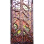 A large piece of contemporary textile art entitled 'In the Forest' produced by Anne Raphael