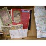 A box containing a quantity of vintage and other Ordnance Survey and road maps, a collection of