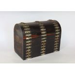 19th century coromandel wood box, with studded and mother of pearl strap work