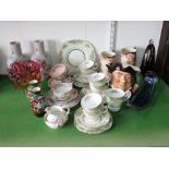 A large Royal Doulton character jug 'Mine Host' D6468 together with a pair of continental vases with