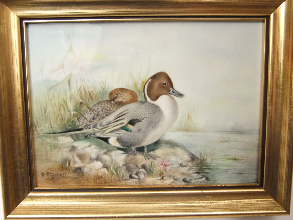 A pair of Royal Worcester plaques each painted with wildfowl and both signed A. Badham, 12cm x - Image 3 of 4