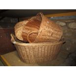 A small quantity of wicker baskets of varying size and design, etc