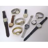 Silver fob watch together with a collection of quartz and other wrist watches and Four Elizabeth