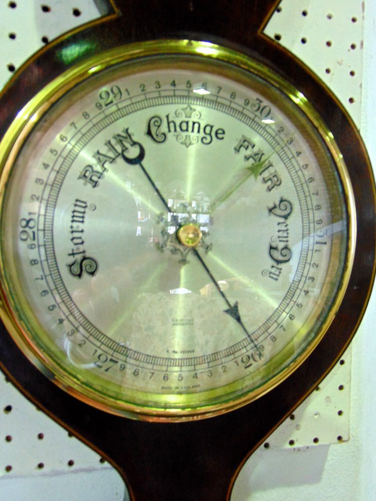 A mahogany and box wood inlaid aneroid barometer thermometer, by D K Murray or Winchester, with - Image 2 of 2