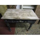 A painted pine side table with scrubbed top