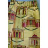 A pair of curtains, approx 2.8m long and 2.25m wide, lined and interlined, together with a