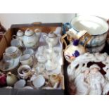 A 19th century Staffordshire arbour group, a collection of Japanese eggshell porcelain tea wares