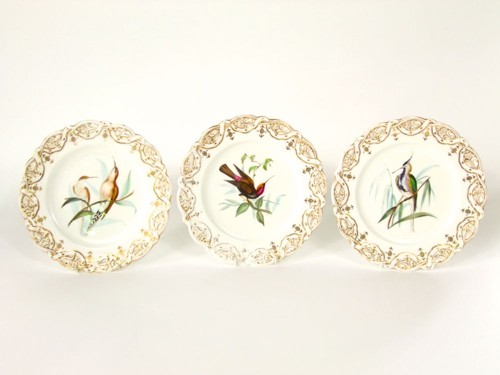 A 19th century Coalport type dessert service attributed to John Randall, with central painted - Image 3 of 5