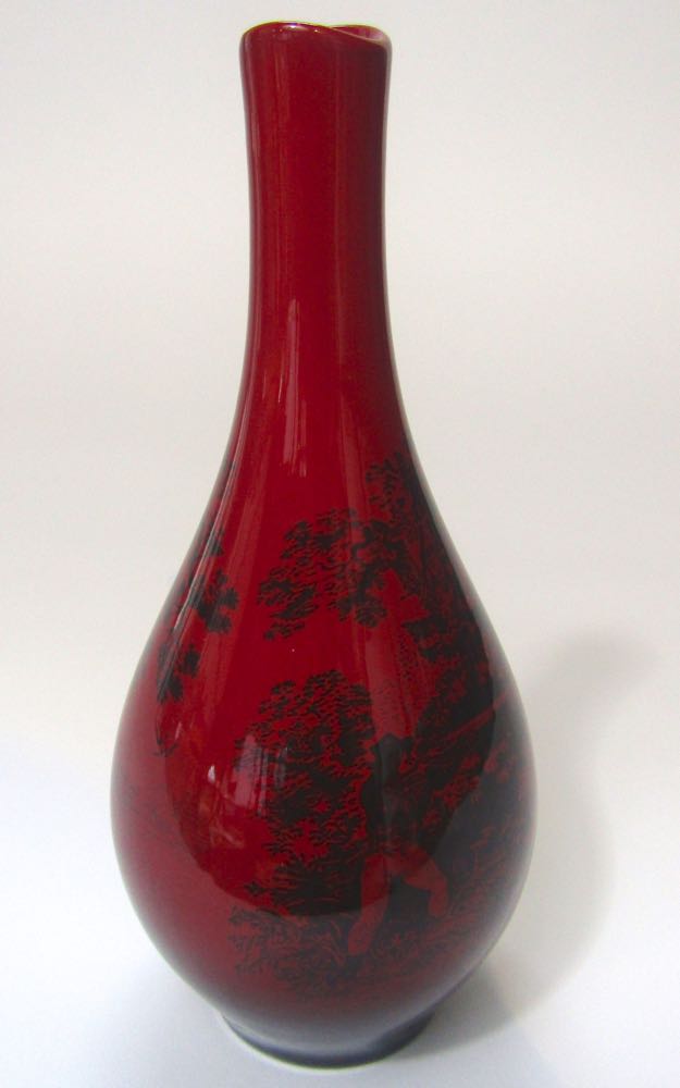 A Royal Doulton flambe vase with drawn neck in the Woodcut pattern number 1612, printed impressed - Image 2 of 2