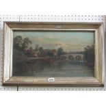 A late 19th century oil painting on canvas of a river scene, signed bottom left J Allan,