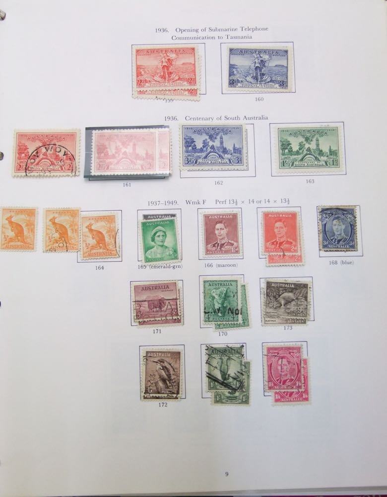 A collection of stamps from Australia in a Stanley Gibbons printed pages album